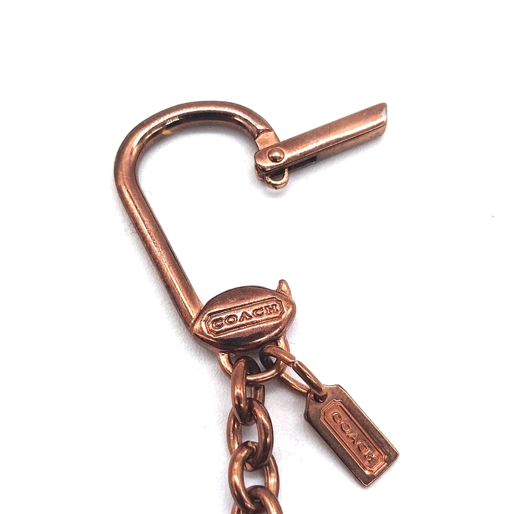 Vintage Rare Pre-Owned COACH Copper Heart Trigger Snap Keychain Fob Purse Charm - Picture 3 of 6